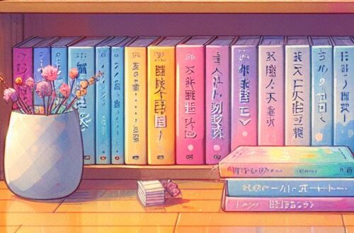 librero estilo pelicula japonesa con colores de acuarela.
